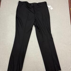 New Perry Ellis Portfolio Mens Dress Pants 42x34 Black Flat Front Slim Fit